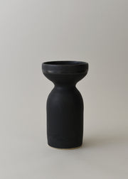 Small Oko Vase no. 2 in Charcoal Stripe - Victoria Morris
